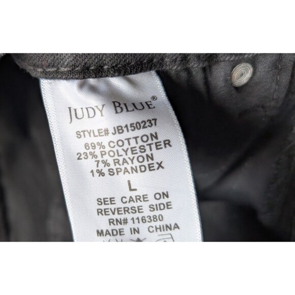 Judy Blue Jean Shorts Black High Rise Tummy Control Size Large - Picture 10 of 12